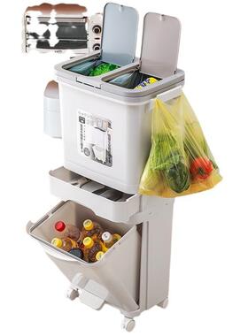 家用QWI厨房垃离圾桶免弯腰脚踏带盖分厨类防臭大号湿余干分垃圾