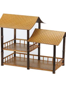 中式置物架茶杯茶具紫收纳展竹示架茶棚茶台双层架竹制tc19-杯架