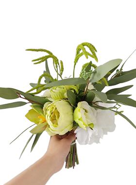 M218绿色清新手札摄花仿真花束影道婚具庆假花礼装饰软装M21婚8