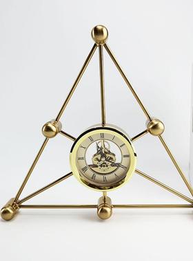 欧式客厅钟表座摆件个性创意简约现代电视柜金属软装工艺品摆设