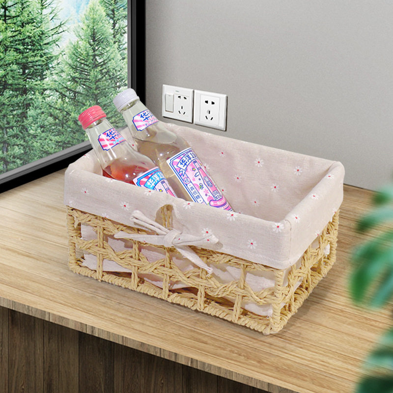 现货编织收纳筐零食化妆