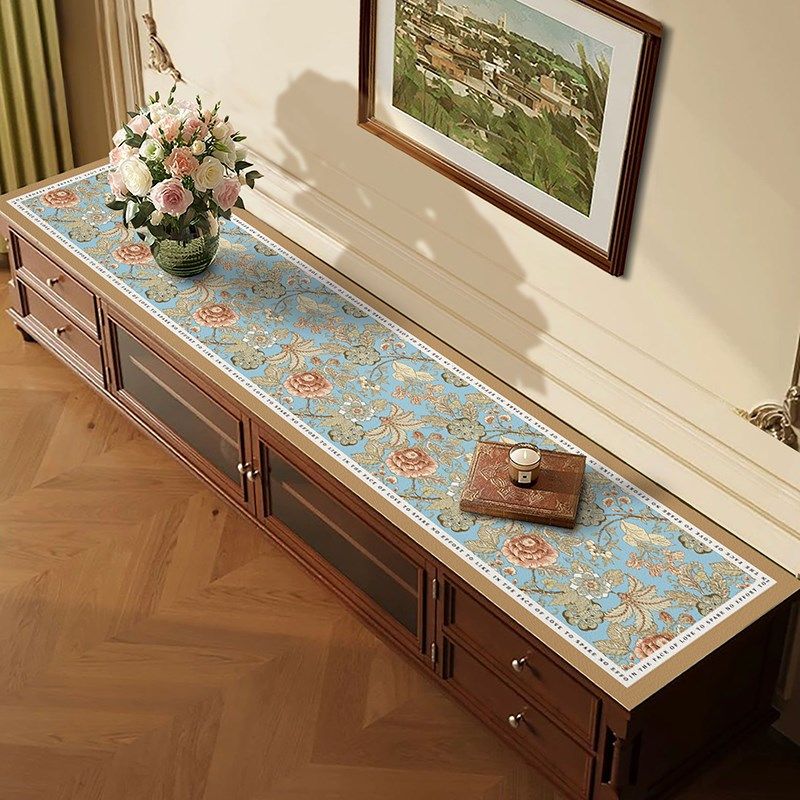 复古美式电视柜桌垫长条形餐边柜垫防水防油P免洗好打理盖布盖巾,居家布艺,桌布,淘宝优惠券,粉丝福利购,淘宝优惠卷