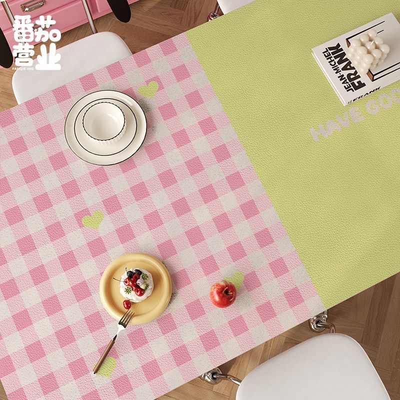 多巴胺餐桌垫子粉色少女风桌垫奶油风皮革隔热免洗V可擦桌面保护,居家布艺,桌布,淘宝优惠券,粉丝福利购,淘宝优惠卷