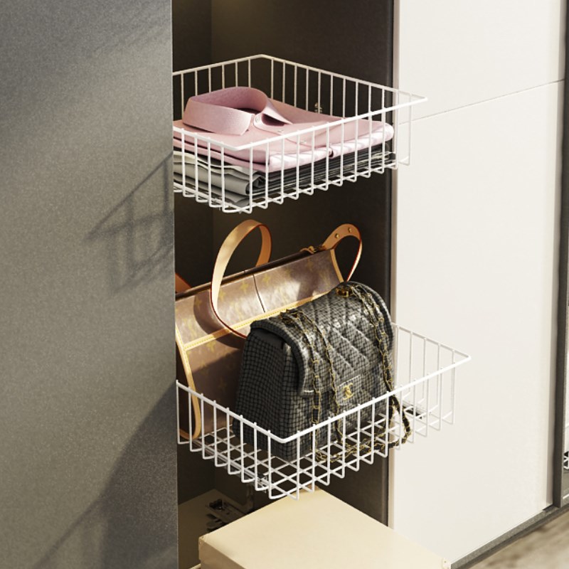 衣柜拉篮DIY衣橱改造自制抽拉滑轨收纳网篮R抽屉置物架免打孔