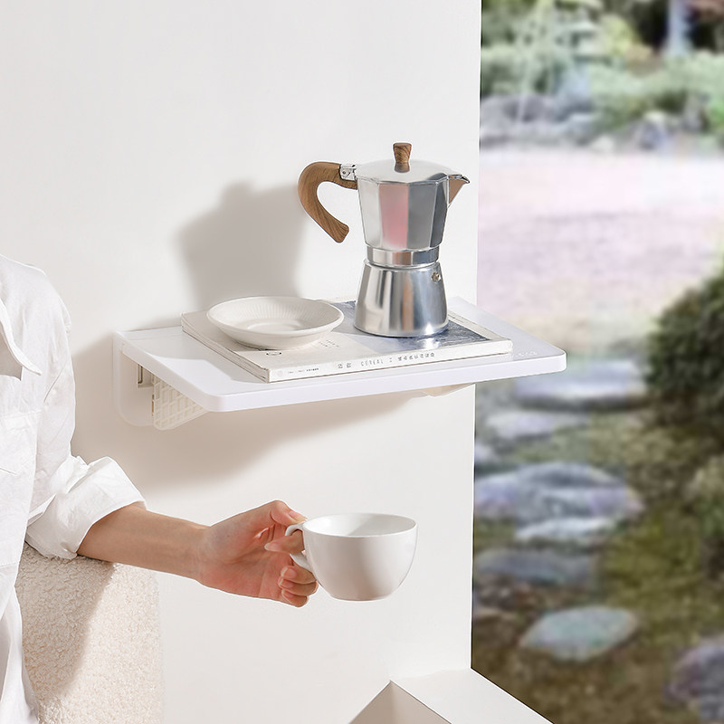 厨房墙面收纳一字搁板q壁挂式可折叠置物架免打孔卫生间墙上置物