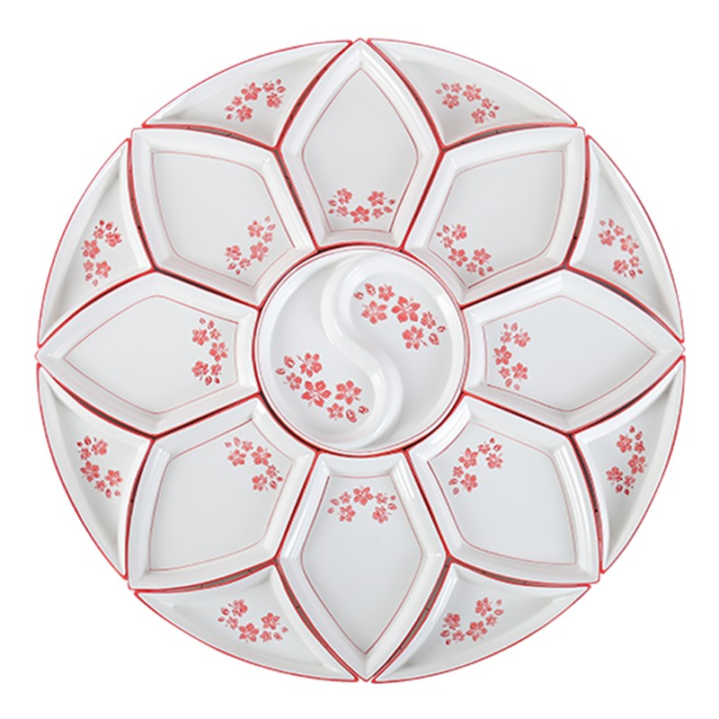 中式陶瓷拼盘餐具组合套装家用y年夜饭扇形盘子菜盘酒店釉下彩碗