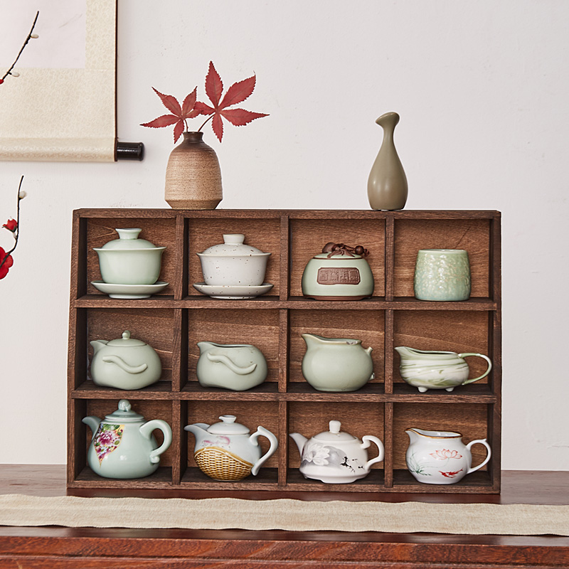 实木多层置物架茶具收纳架展示架桌面G茶杯架博古架小展示格整理