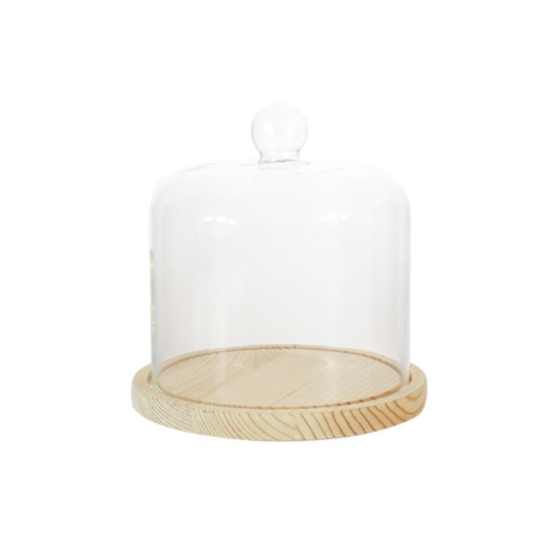 玻璃蛋糕罩托盘下午茶甜点展示盘耐热防尘透明罩R蛋糕盘水果试吃