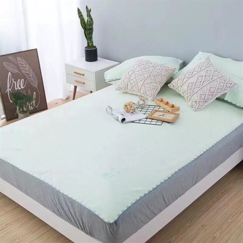 夏季加厚帆布双人三件套150*200床纯棉老M粗布软凉席床单枕垫刺绣