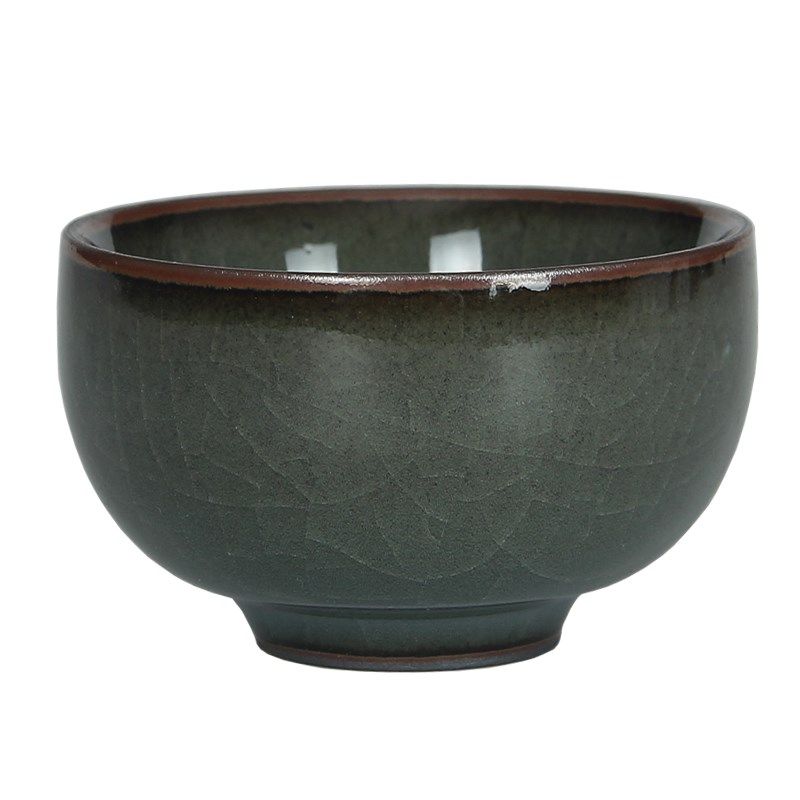 青瓷五大名窑茶器茶具o茶杯五件锦盒装功夫茶道主人杯南北宋龙泉