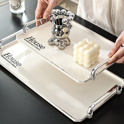 轻奢ins托盘长方形水s果盘家用客厅茶几水壶水杯放置盘茶具收纳盘