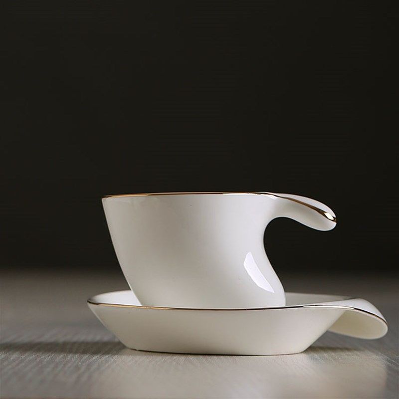 欧式陶瓷杯咖啡杯套v装 金边创意骨瓷咖啡杯碟送勺,餐饮具,咖啡杯,淘宝优惠券,粉丝福利购,淘宝优惠卷