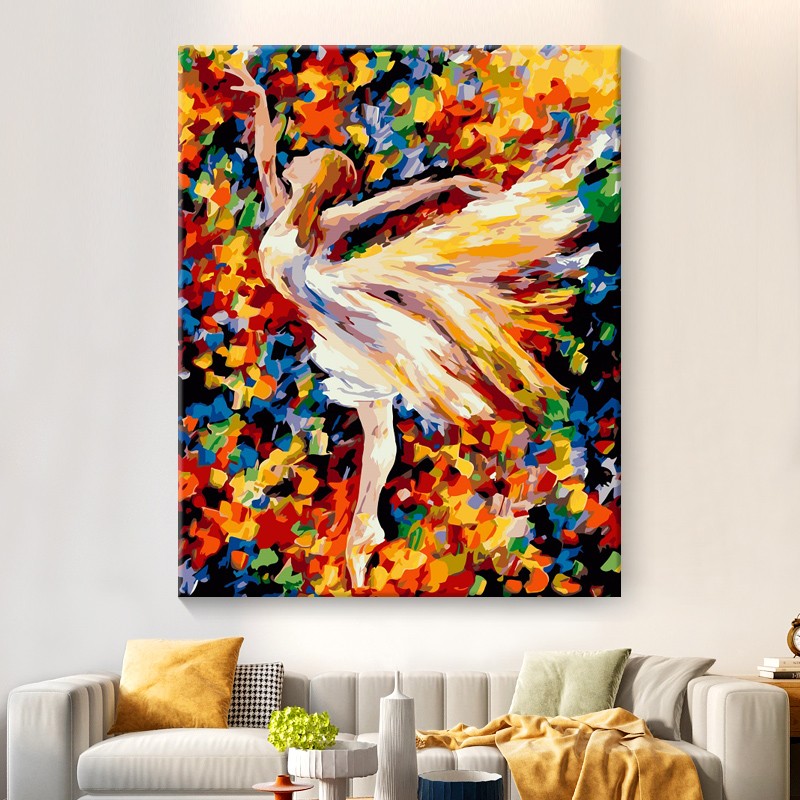 数字油画deiy油彩画惊鸿艳影填充填色水彩画数字画解压diy手工手