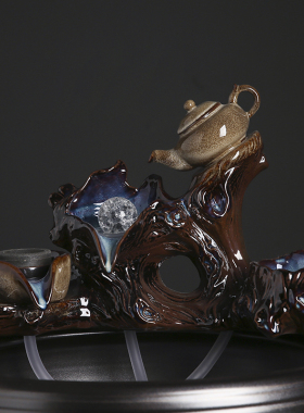 创意陶瓷流水器diy鱼缸循环水养鱼过滤器石槽S流水喷泉水景摆件