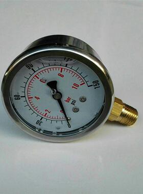 耐震压力表 防振 注油压力表 yn-50 0～10bar 0～140psi 直径50mm