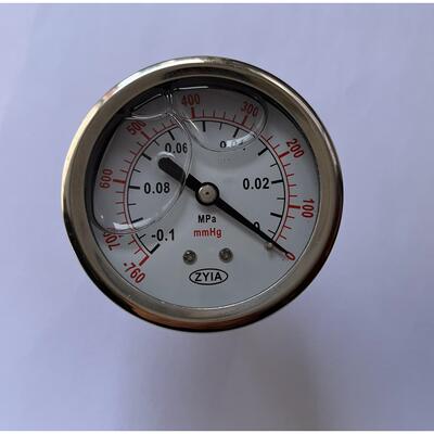 轴向真空表 负压 充油 -0.1-0mpa -760mmHg-0 直径60mm 螺纹G1/4