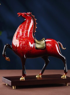 黄铜大漆马摆件《马到成功》家B居客厅办公室桌面装饰品送礼佳品