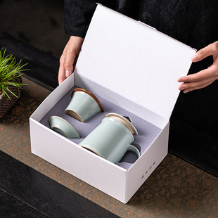 茶杯汝窑茶水分离杯办公杯水杯带过滤马J克杯陶瓷桌面泡茶杯裂纹