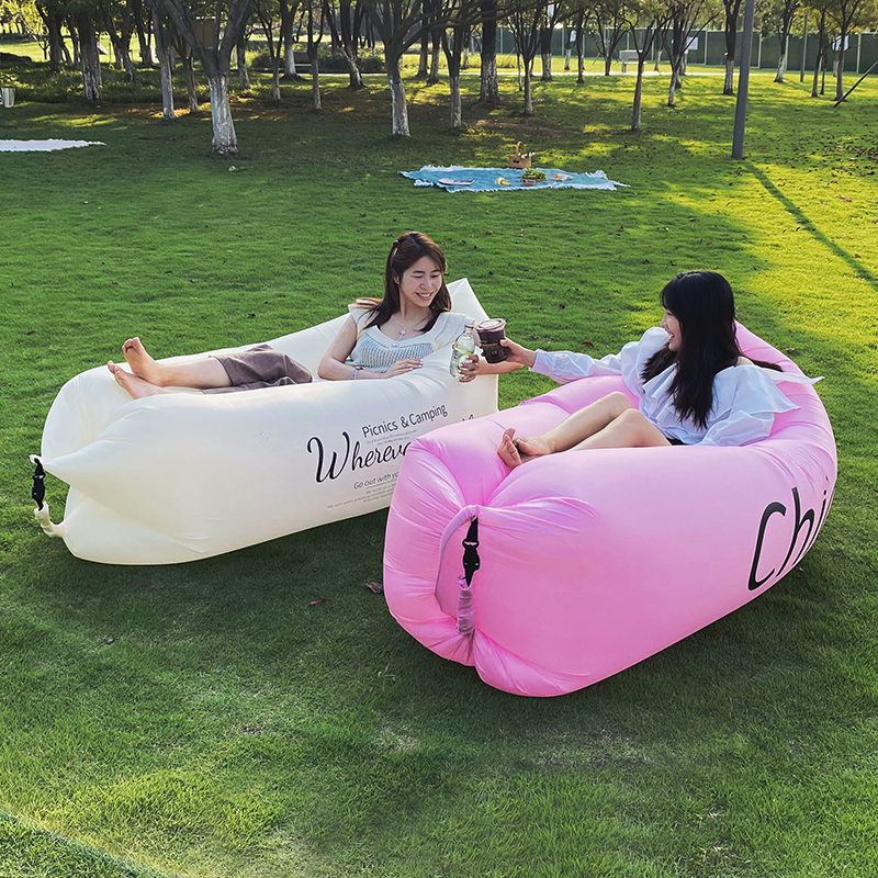 户外懒人充气沙发空气床垫单人躺椅可携J式野营午休音乐节露营用