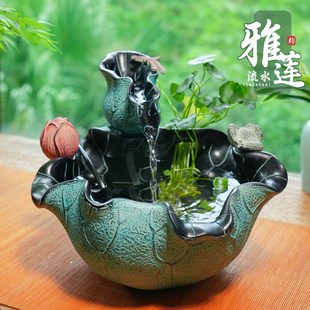 办公室桌面流水摆件循环水v室内玄关荷叶鱼缸造景小鱼池水系景观
