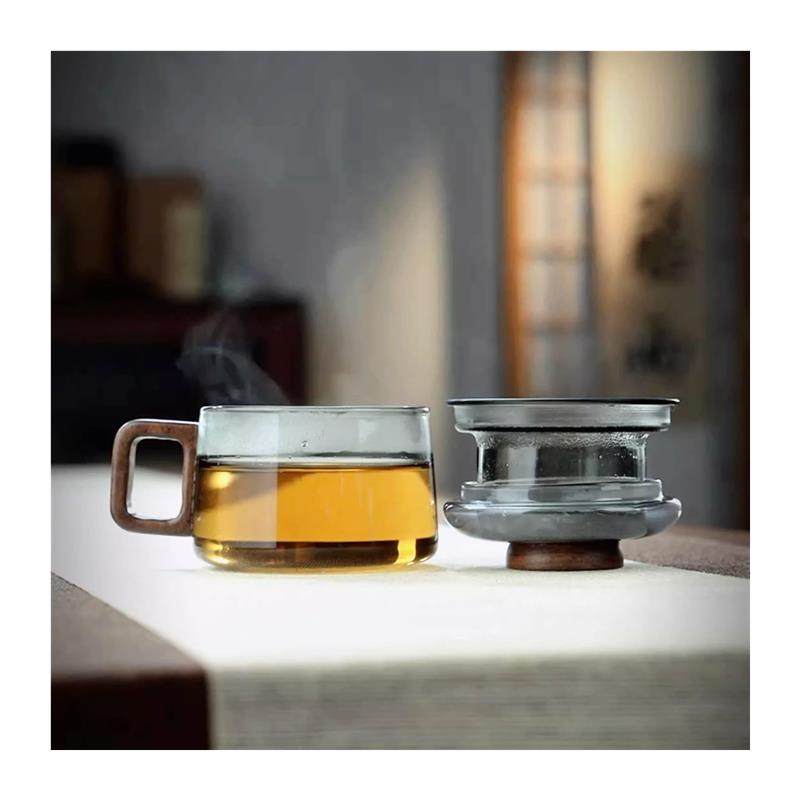 家用玻璃茶杯透黑墩墩杯咖啡杯茶水分离办公室专用高Y硼硅耐热水,餐饮具,茶杯,淘宝优惠券,粉丝福利购,淘宝优惠卷