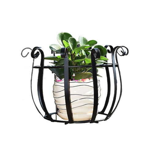 阳台挂篮铁艺栏杆花架悬挂式花篮挂式花盆架挂钩花X盆圆形花架子