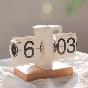 机械电G视柜酒柜装 创意自动翻页时钟客厅复古欧式 饰品摆件家居座