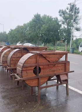 民俗复古老物件谷风车老旧农村农B具风车稻谷脱皮机老扇车装饰摆