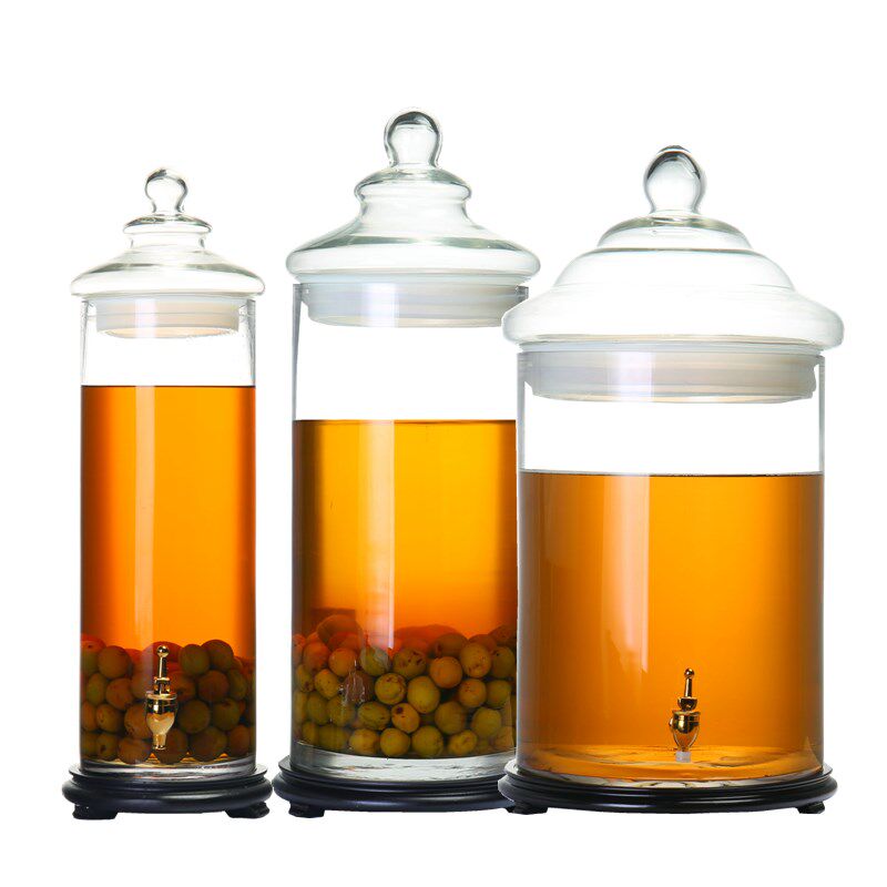 无铅长筒a泡酒瓶带龙头底座泡酒缸人参药酒鹿茸加大泡酒罐药材瓶