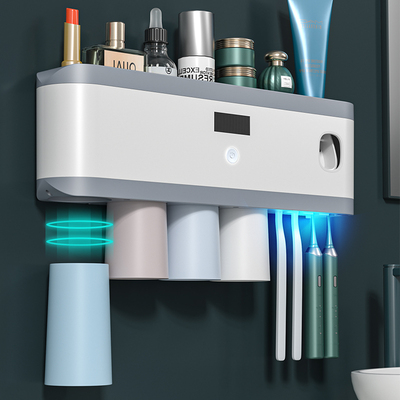 电动牙刷消毒器智能紫外线杀菌套装免H打孔壁挂式牙刷收纳盒置物