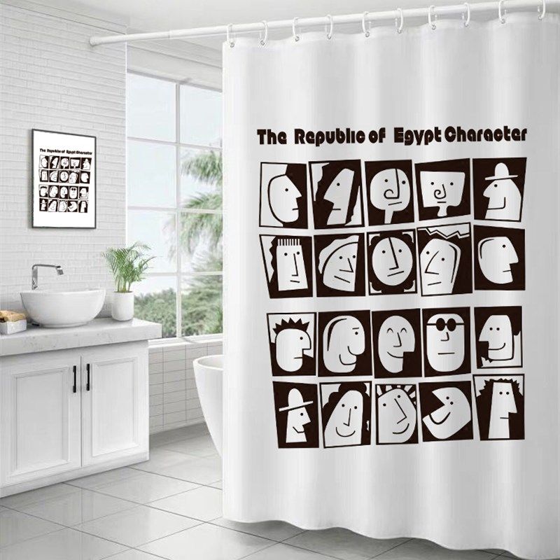 埃及笑脸防水防霉浴帘套装卫生间隔E断遮光窗帘免打孔加厚不透布,家庭/个人清洁工具,浴帘,淘宝优惠券,粉丝福利购,淘宝优惠卷