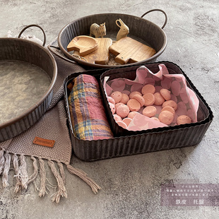 铁皮盒子丨日式复古怀p旧铁艺食物收纳杂货桌面杂物钥匙零碎小铁