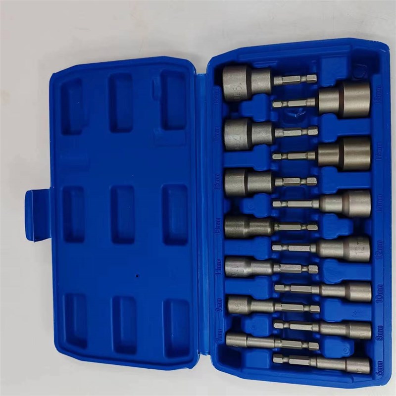 磁性六角柄钻尾丝套筒头6-q8-1214-17-19强磁手电钻专用风批扳手