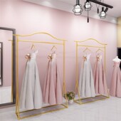 金色铁艺婚纱架婚纱影楼高档展示架婚纱J店货架落地旗袍礼服挂衣