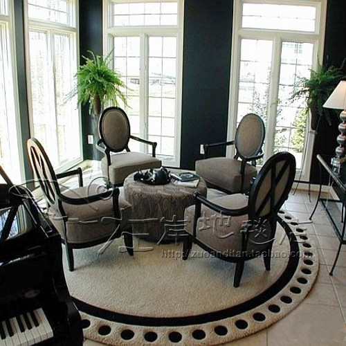 欧式轻奢圆形电脑椅地毯客t厅茶几沙发 卧室床边玄关手工腈纶地毯