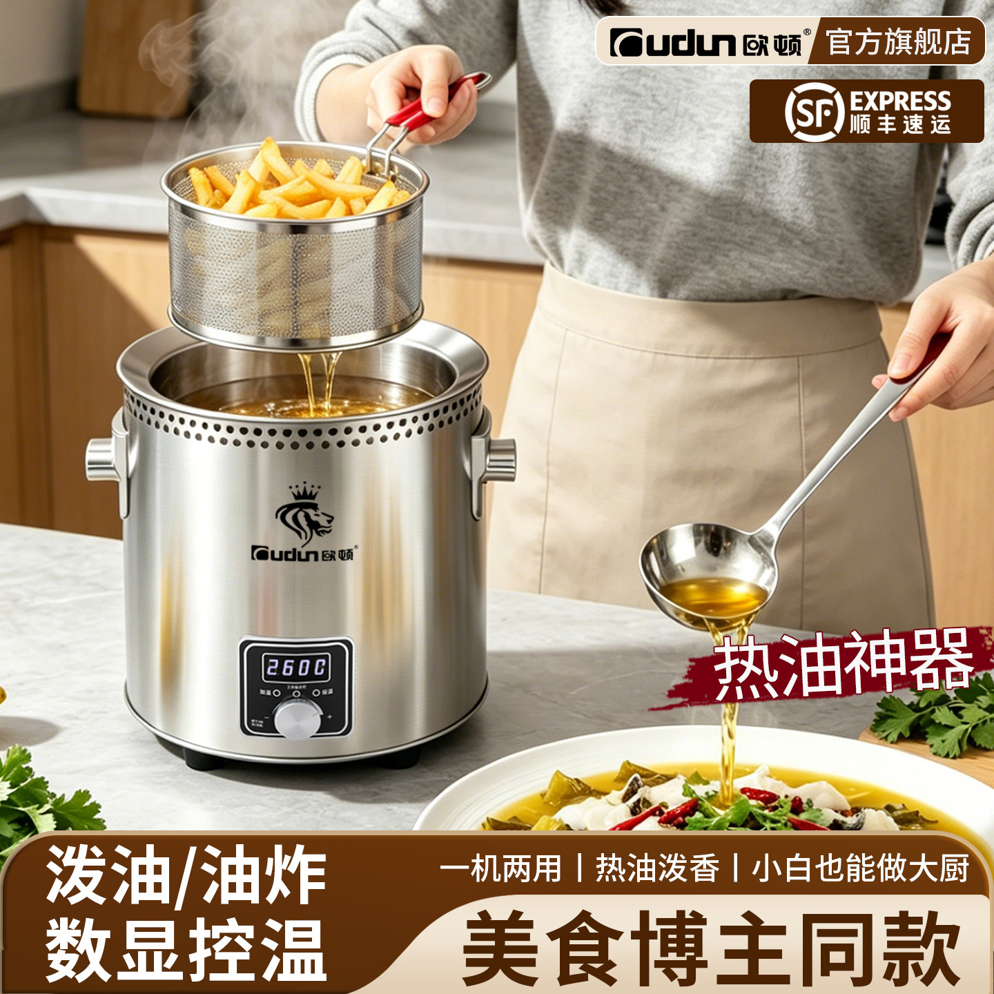 [欧顿]家用电炸锅恒温炸鸡排薯条