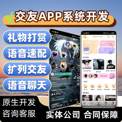 交友APP系统开发小程序软件定制找搭子语音匹配聊天打赏