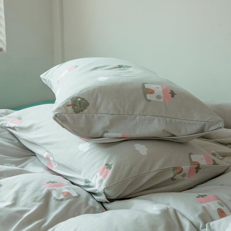 裸A类纯新棉针织竺天棉床上三四件睡套全棉超柔ISP简约清被套床单