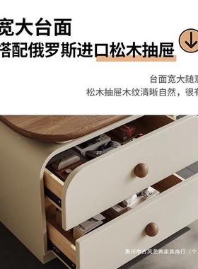 ir小13315型计床款奶油风设中古实木头柜收纳柜家用卧室古胡桃木