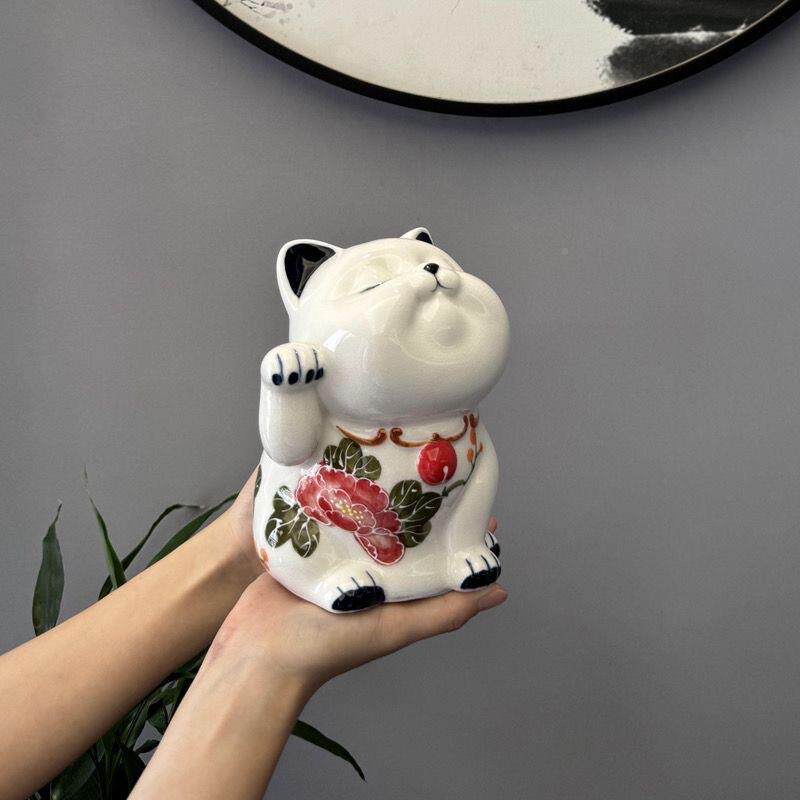 创摆意摆饰可爱陶瓷猫咪摆客厅件办公室桌面装饰工艺品家RUS玄居