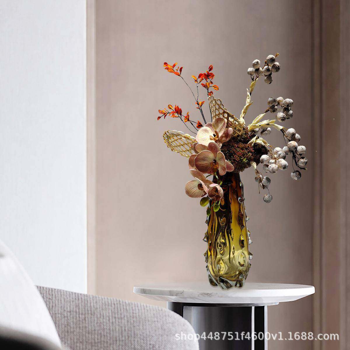 装IIM创意现代仿真花艺琉花瓶餐桌售楼处璃软装束家居饰假花装饰