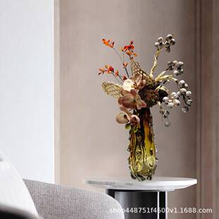 装IIM创意现代仿真花艺琉花瓶餐桌售楼处璃软装束家居饰假花装饰