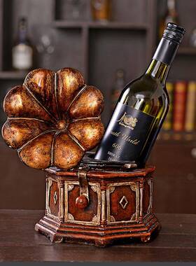 美式复怀窗旧风格暗红色留摆声机红酒架家居古72512软装橱装饰工