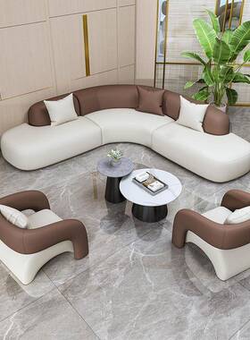 轻ODC奢公司休息区转角发弧形谈售楼处4店沙酒店大堂接待会客洽S