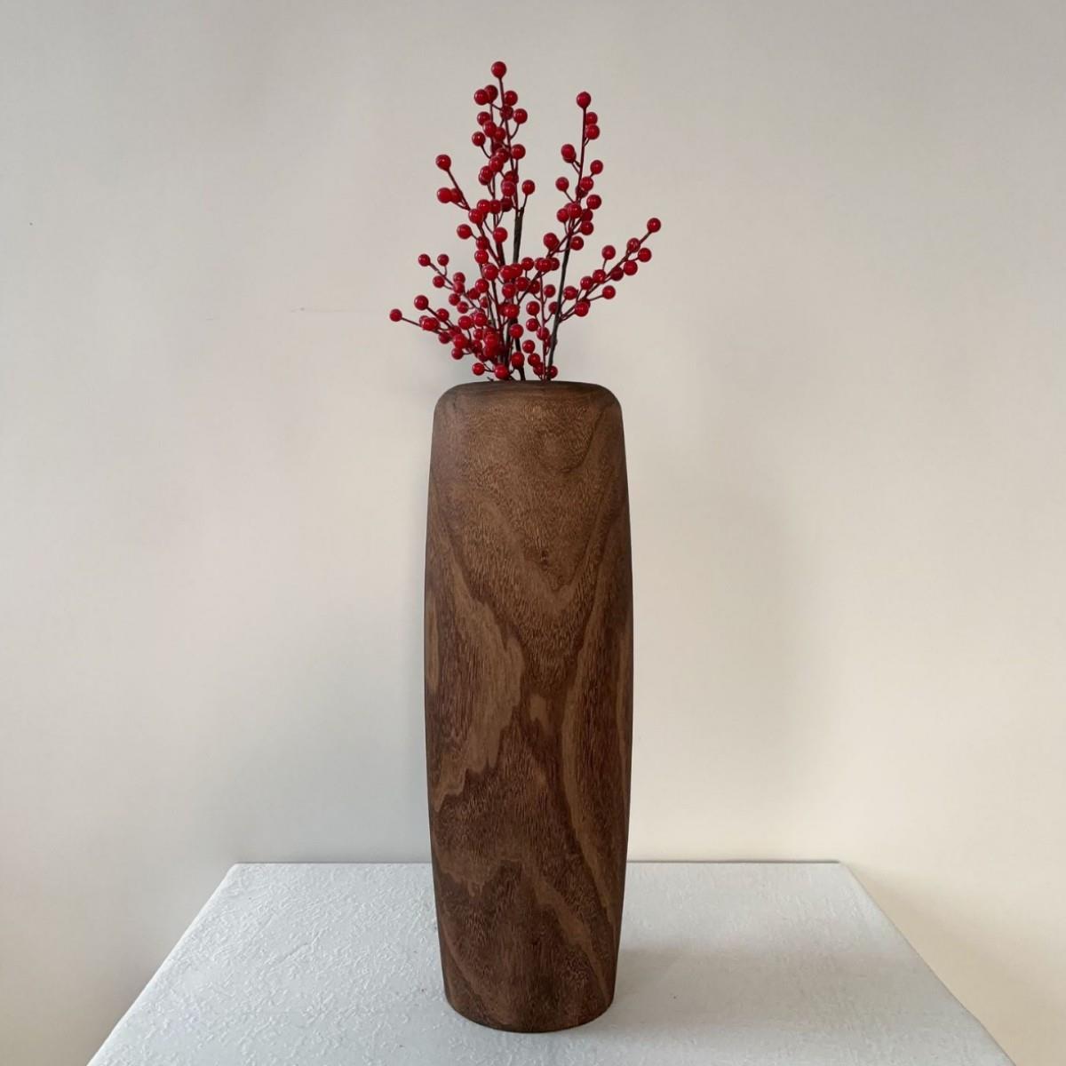 花瓶摆件落地复古大花瓶干花装饰插花木质工艺品