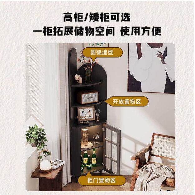 美式实木角柜墙角柜513复古三角柜餐边柜客厅角落复古拐转角柜物