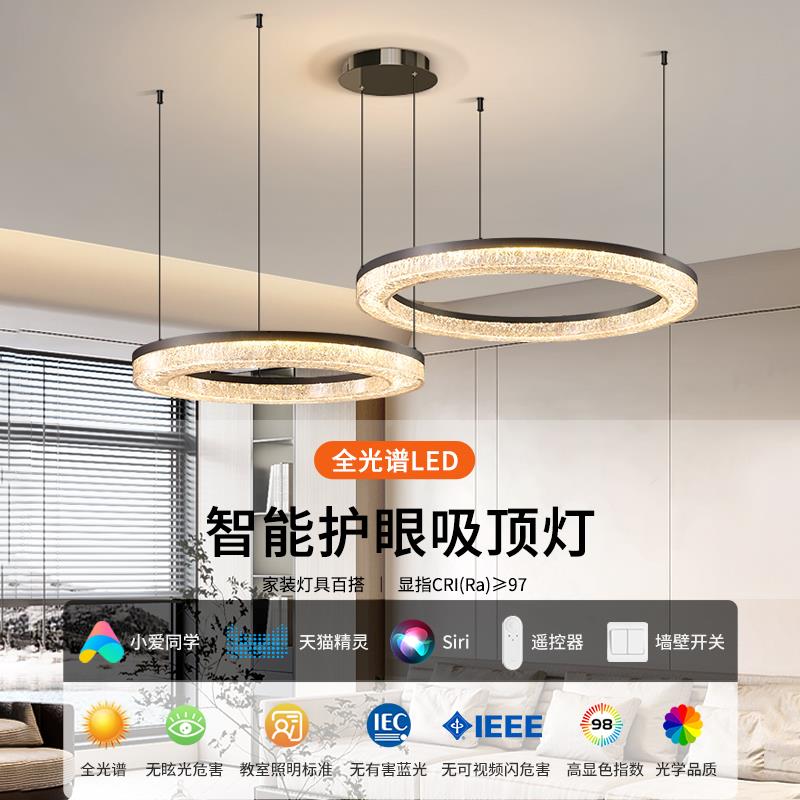 意具式轻奢客厅吊灯餐极组简圆环大气主灯72540现代简约全屋灯套