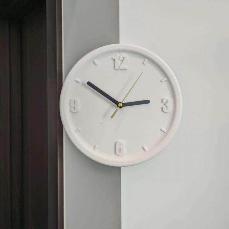 科装饰纯技色角简约现代打孔免艺术无品牌/数墙字遮孔钟静音挂钟