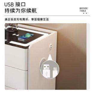 Rtd现易代简约实木家BNC用床头储柜多功意能无线充轻奢简智能物式