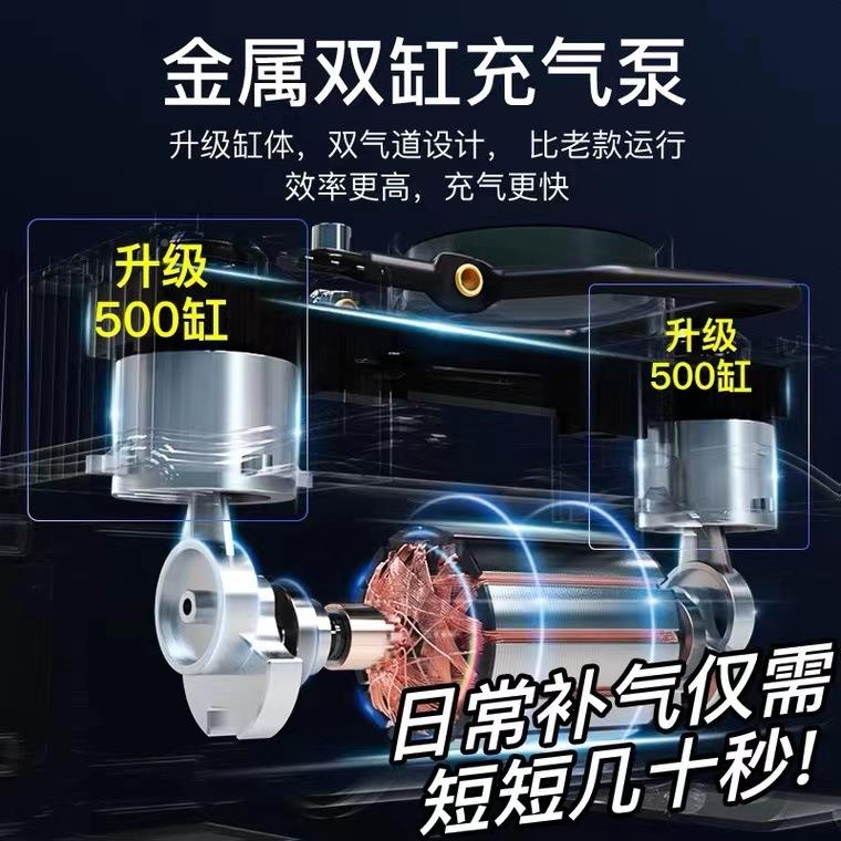 便携V式泵车载数显充无品牌/气泵汽车轮加胎打气电动气双缸12充气